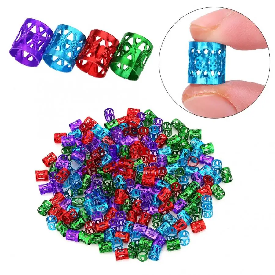 

200Pcs Colorful Adjustable Hair Braid Rings African Ladies Hair Cuff Clips Fashion Hair Accessories Beads Decoration