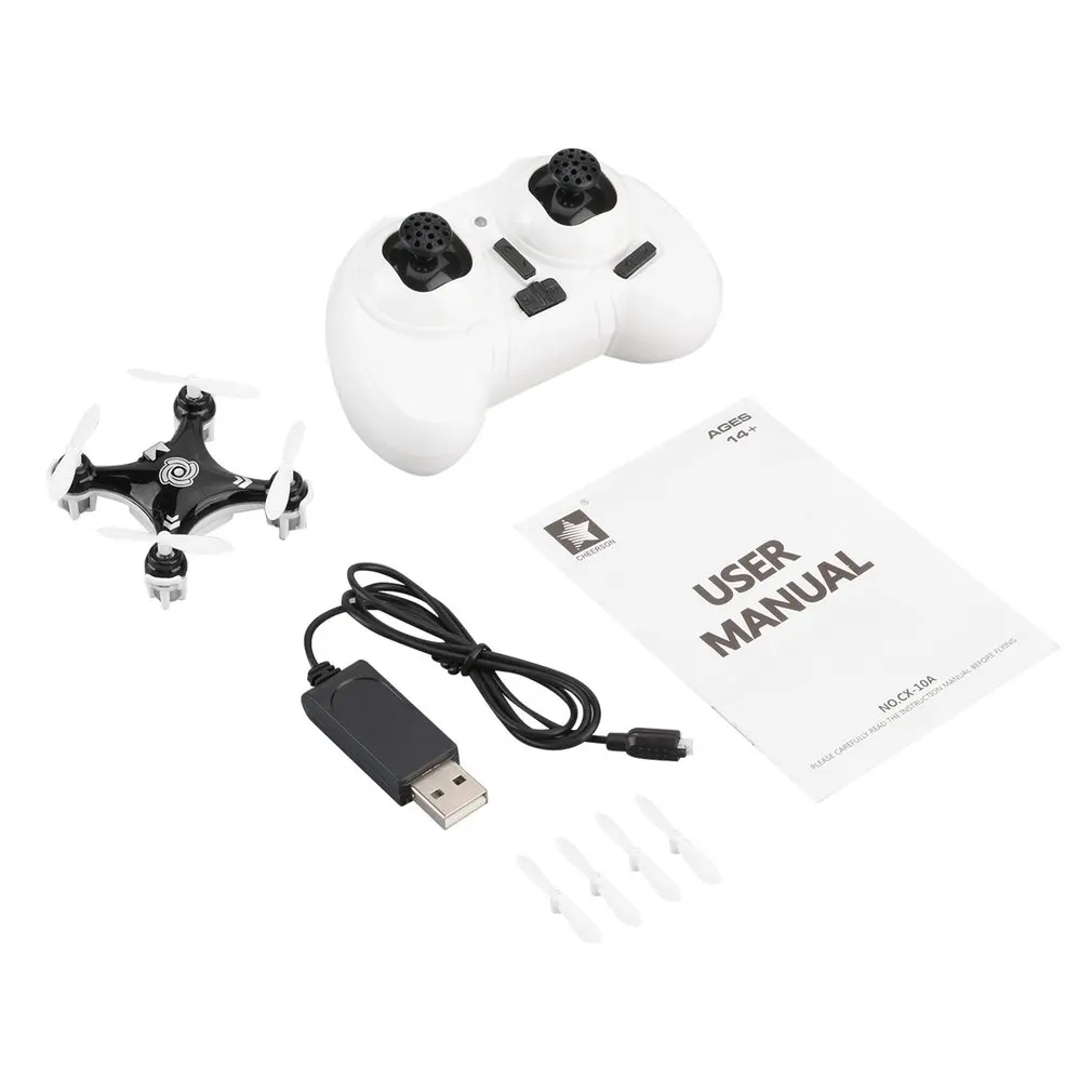 CX-10A 2.4GHz 4CH RC Mini Drone Quadcopter UFO with Headless Mode 3D Flips & Rolls Quadrocopter Toys for Kids Children