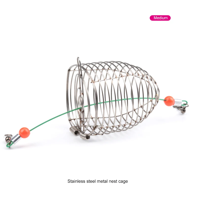 Проволока из нержавеющей стали клетка для рыболовных приманок приманка рыболовные аксессуары приманка клетка рыболовная Ловушка держатель корзины-кормушки Размер s m l - Цвет: M