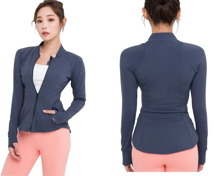Long Sleeves Sport Jersey Women Zip Coat Yoga Shirt Running Top Fitness