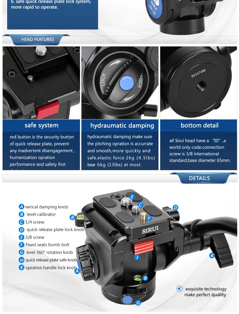 SIRUI p-224sr fibra di Carbonio Monopiede con VA-5 Video testa