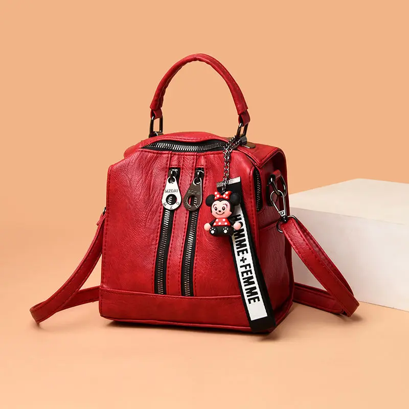 

New Multifunctional Women's Travel Backpack High Quality Leather Mini Ladies Backpack Mochila Female Student Shoulder School Bag