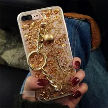 Para Samsung S7 edge S8 S9 S10 Plus Note 8 9 Luxury Girls lámina de oro brillante llave perla pulsera suave TPU funda posterior para móvil