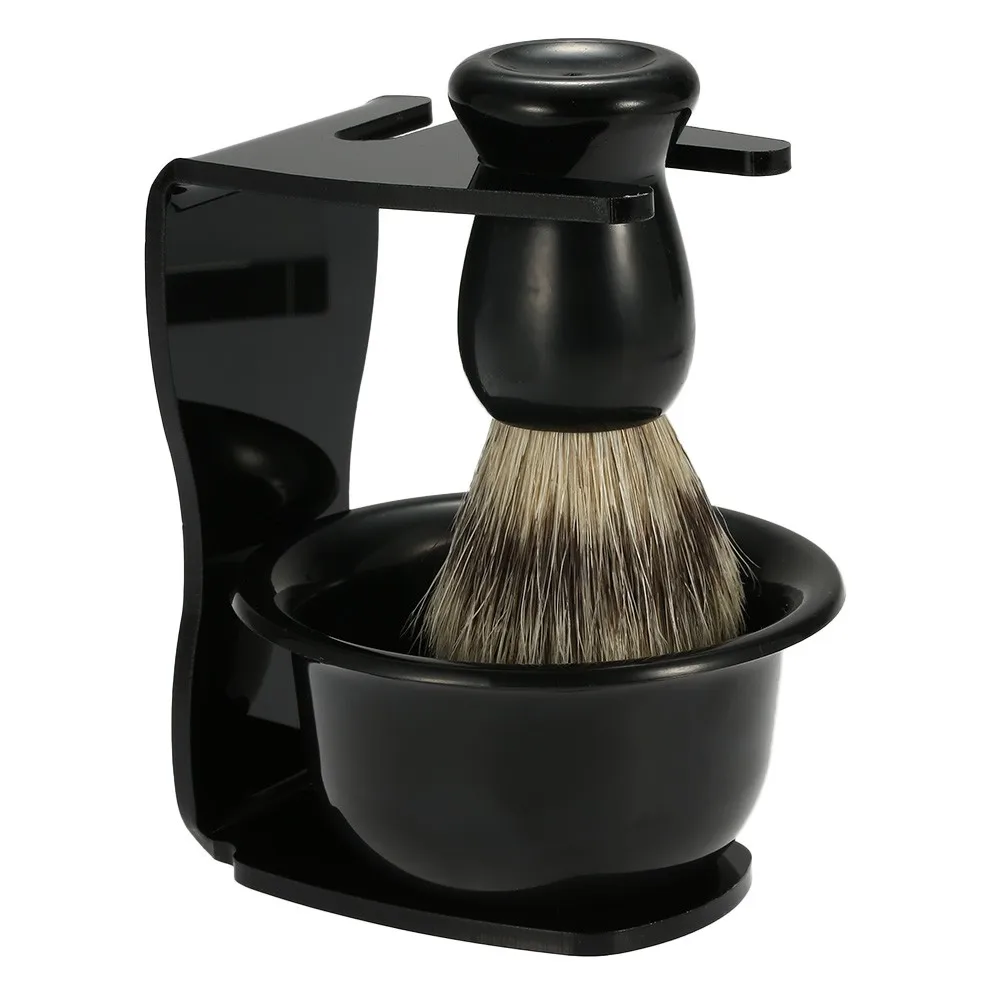 

3 in 1 Shaving Beard Set for Dry Wet Badger Hair Brush Holder Bowl Male Facial Cleaning Tools
