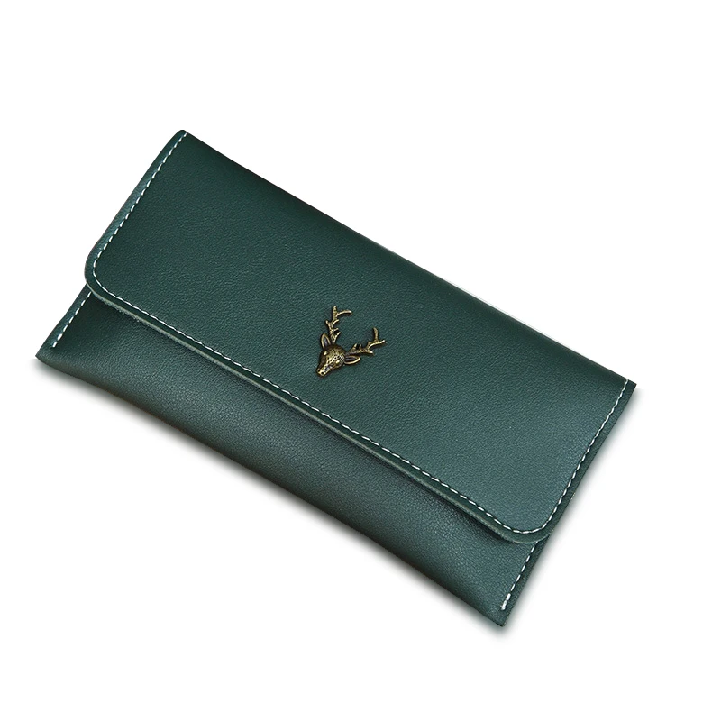 

New Fashion Green Wallet For Women Lady Long Clutch Wallets Deer Printed Brand Female Change Purse Hasp Coin Pocket Card Holder