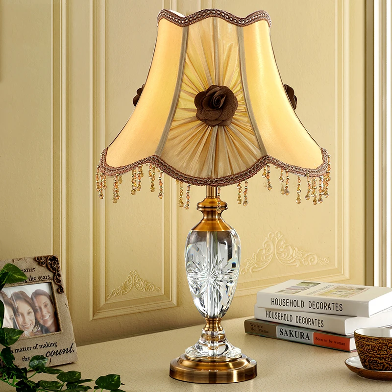 

Modern Table Lights K9 Crystal Table Lamps Bedroom Bedside Reading Desk Lamp Home Decor Desk Light Flower Shade Lamparas Light