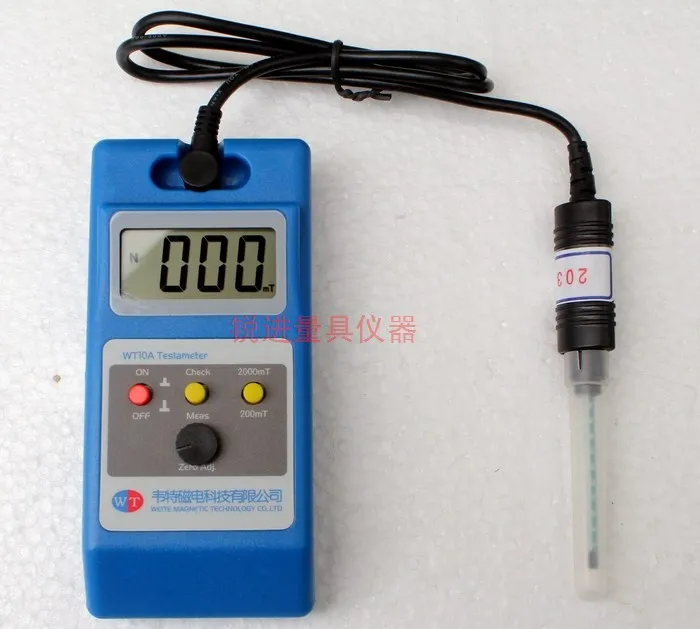 Gaussmeter Tesla метр WT10A WT-10A флюксметр поверхностного магнитного поля тестер с функцией Ns+ металлический зонд