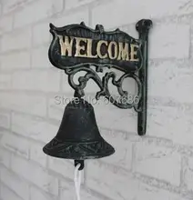 Antique Cast Iron WELCOME Dinner Bell Wall Mounted Home Store Wall Decor Bell Garden Yard Door Metal Crafts Gift Free Shipping