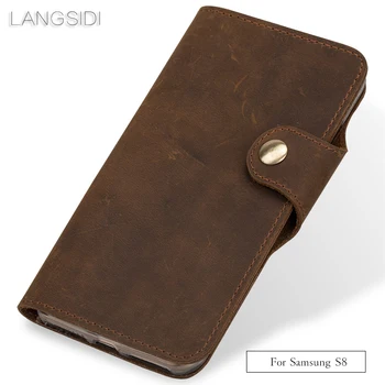 

Wangcangli brand phone case leather retro flip phone case For Samsung Galaxy S8 cell phone package All handmade custom