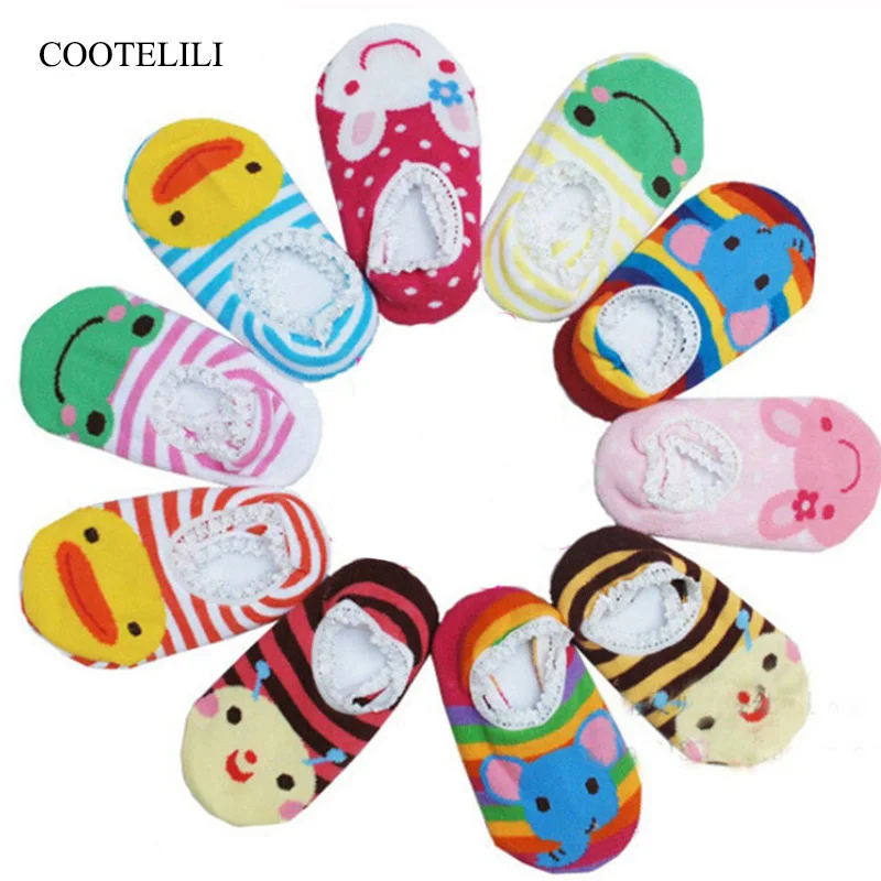 

5pcs Lace Baby Socks With Rubber Soles Rabbit Frog Durk Anti Slip Socks Baby Girls Clothing Infant Newborn Animals Sneaker Socks