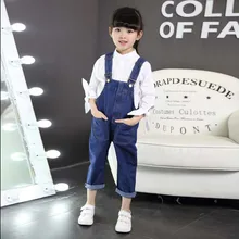 Модные Повседневные детские комбинезоны на весну-осень, комбинезоны для девочек, одежда для девочек, детский комбинезон, джинсовые штаны, брюки для От 3 до 8 лет