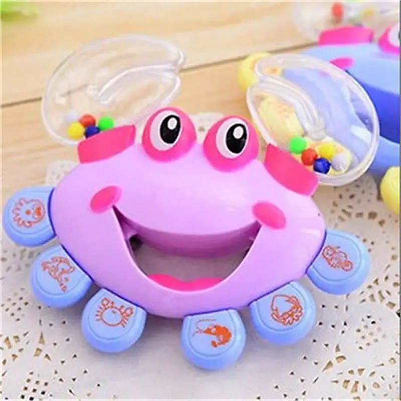 

Hot Selling 1Pcs Kids Baby Plastic Rattles Crab Design Handbell Musical Instrument Jingle Shaking Rattle Toy