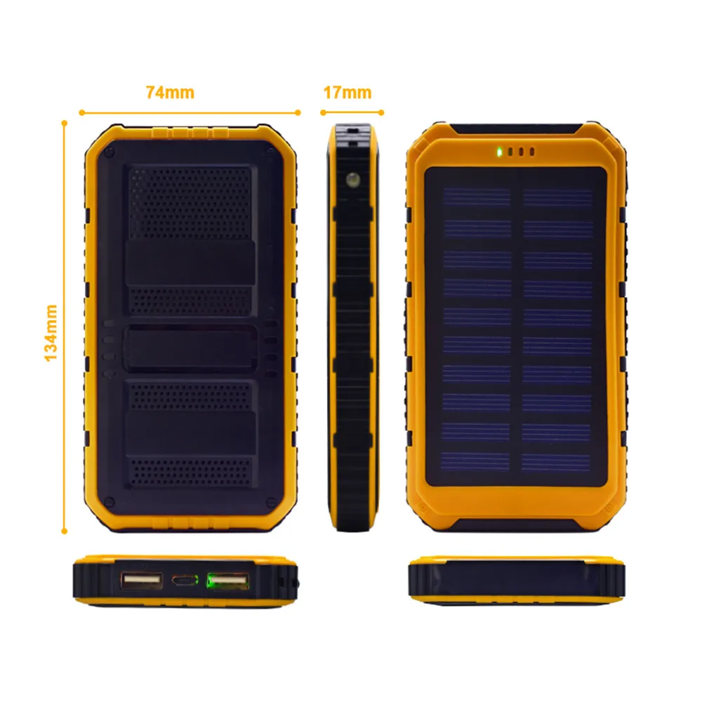 Блок питания 5000mAh аккумулятор на солнечной батареи Экстрим мобильный телефон пакет двойной USB светодиодный внешний аккумулятор для iPhone Xiaomi samsung