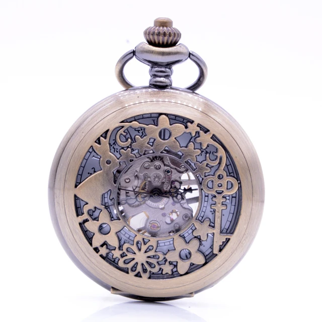 Hollow Key Rabbit Alice in Wonderland Fob Pocket Chain Men Women Hand Wind Mecha Hollow Key Rabbit Alice in Wonderland Fob Pocket Chain Men Women Hand Wind Mecha