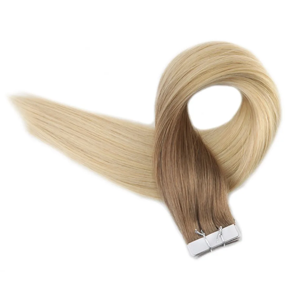 Полный глянцевая Лента волос 100 г Ombre цвет #6 коричневый выцветания до #613 блондинка Remy человеческие волосы 40 шт. клейкие ленты в волосы Extencao De