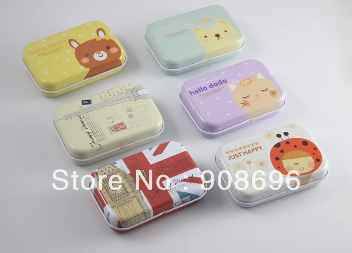 

12pcs Fashionable Aluminum Rectangle Shaped Iron Tin Storage Box Trinket Candy Jewelry Box Pill Box Containers -Free Shipping