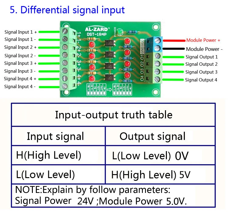 24 В до 5 В 4 канальная оптопара изоляционная доска изолированный модуль PLC уровень сигнала преобразователь напряжения доска 4 Бит