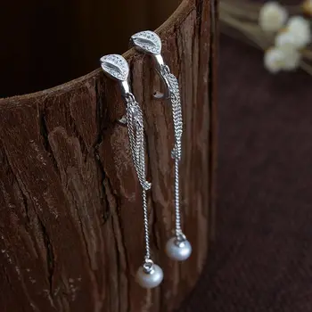 

S925 silver, silver craft earrings wholesale fashion freshwater pearl tremella contracted female nail accessories