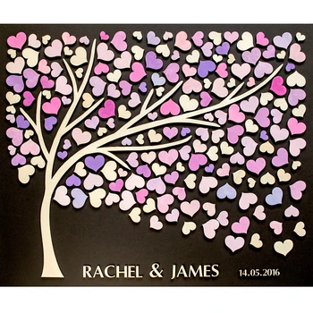

Custom 3D Wedding Guest Book Alternative Tree, Personalized Couple Names Guestbooks Tree ,Hearts Guestbook Tree Of Life