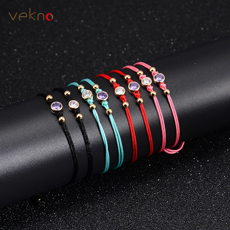 

VEKNO Charm Purple Crystal Red String Bracelets macrame DIY Adjustable Friendship Bracelet Lucky Kabbalah Jewerly Women Gift