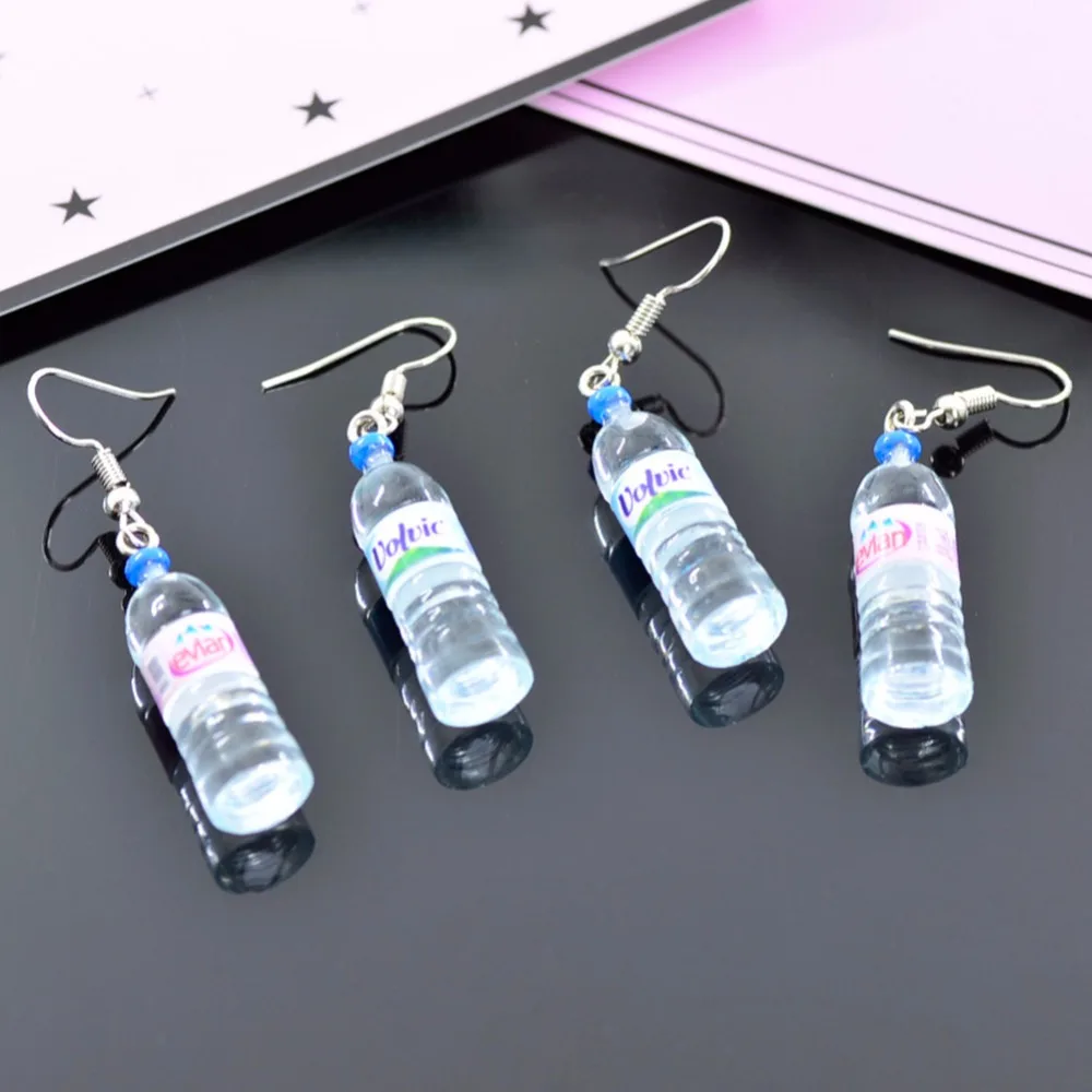 

1Pair Fashion Little Mineral Water Bottle Pendant Silver Dangle Earrings Drop Earrings for Women #271326