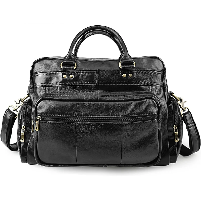 

2019 New Men's Leather Retro Handbag Travel Bag Shoulder Messenger Bag Business Bag Large Capacity Laptop Bag Briefcase Black