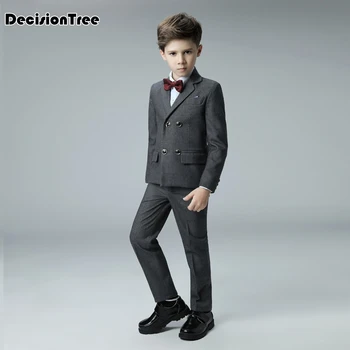 

2019 new boys suits marrige kids clothes boys suit for weddings cotton solid blazer + pants + blouse children formal suits