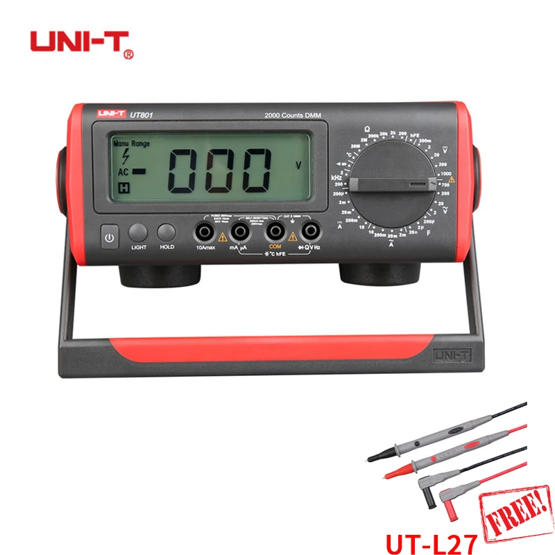 

UNI-T UT801 LCD Desktop Digital Multimeter High Precision Manual Multimeter Resistance Capacitance / Frequency 1000V 10A 1 GIFT