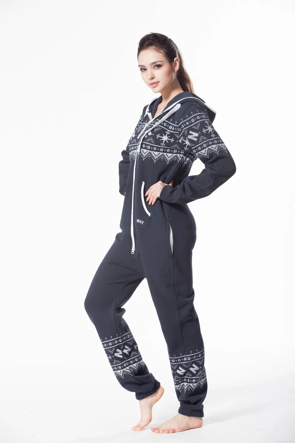 Комбинезон с принтом onesie Толстовка флисовая хлопковая молния nordic way ползунки уютный комбинезон Женская одежда