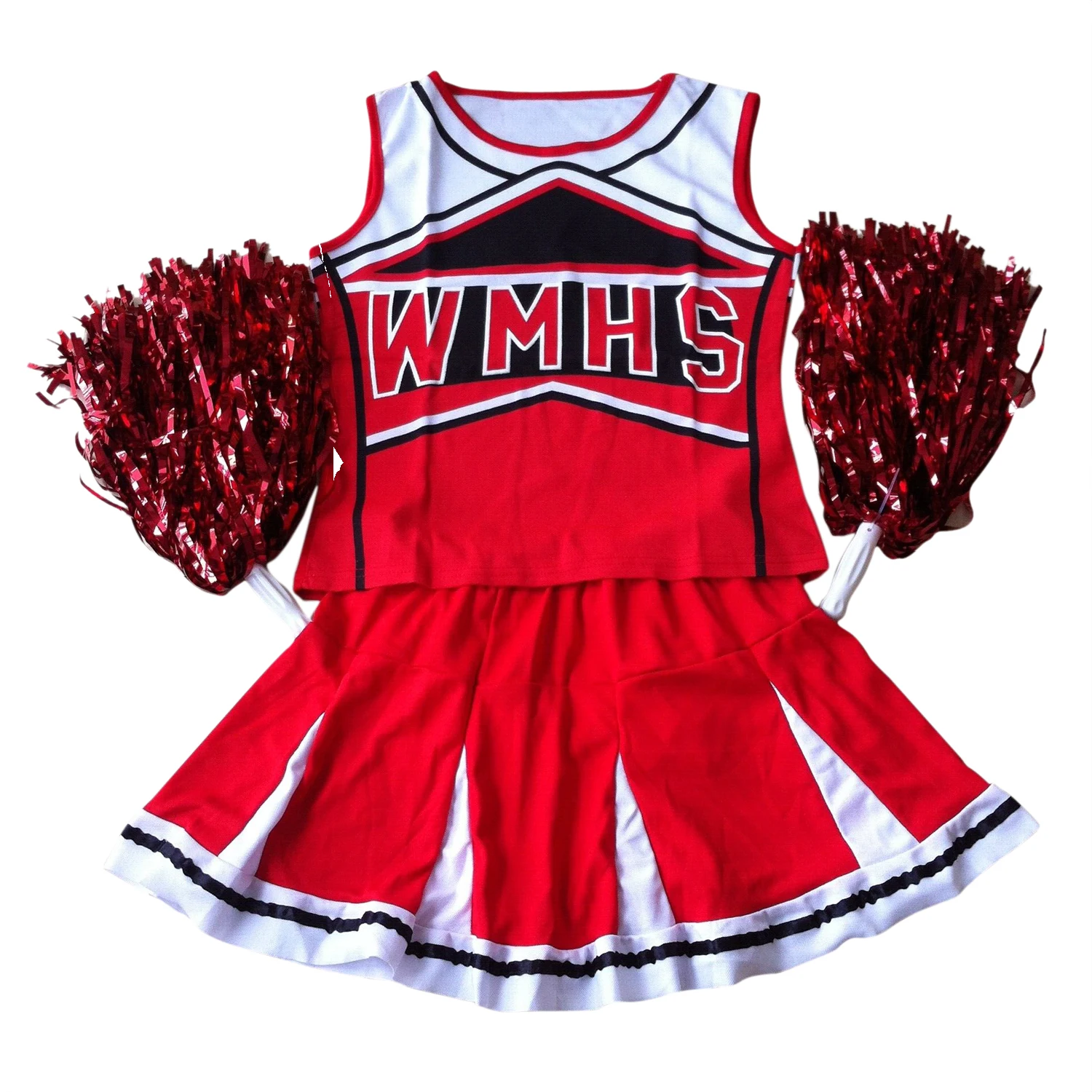 

Hot Tank top Petticoat Pom cheerleader cheer leaders S (30-32) 2 piece suit new red costume