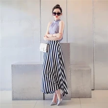 Женская летняя стильная пляжная юбка в черно-белую полоску, женская повседневная юбка размера плюс 3XS-8XL, Ретро стиль, длинная шифоновая юбка макси в винтажном стиле