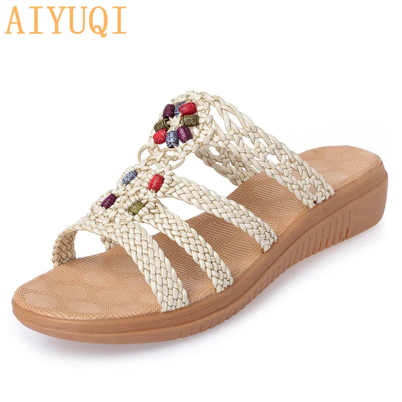 

AIYUQI Women slippers flat 2019 new summer women sandals casual large size 41 42 43 wedge fashion shoes women Summer footwear