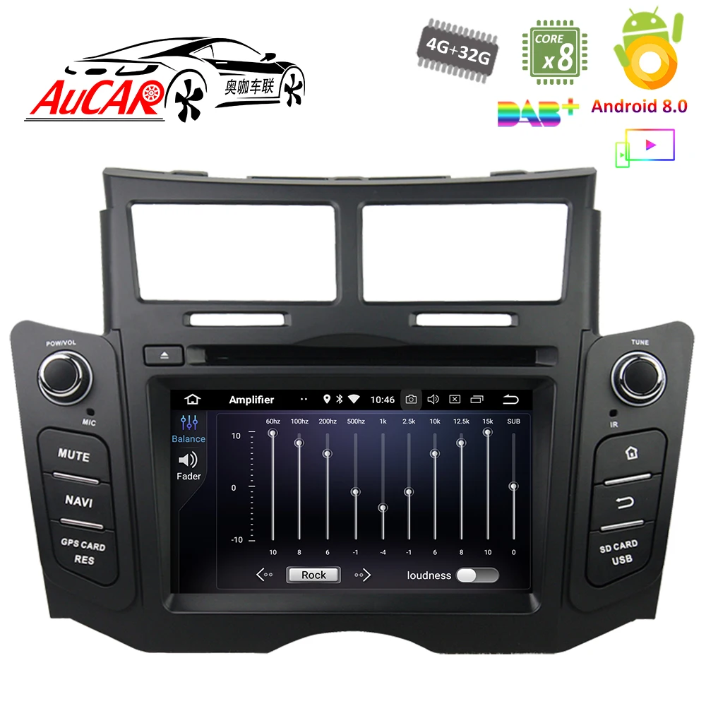 Best Android 8.0 6.2" Touch Screen for Toyota Yaris car dvd 2005 - 2011 Car GPS Multimedia Bluetooth GPS Radio WIFI 4G Stereo AUX 3