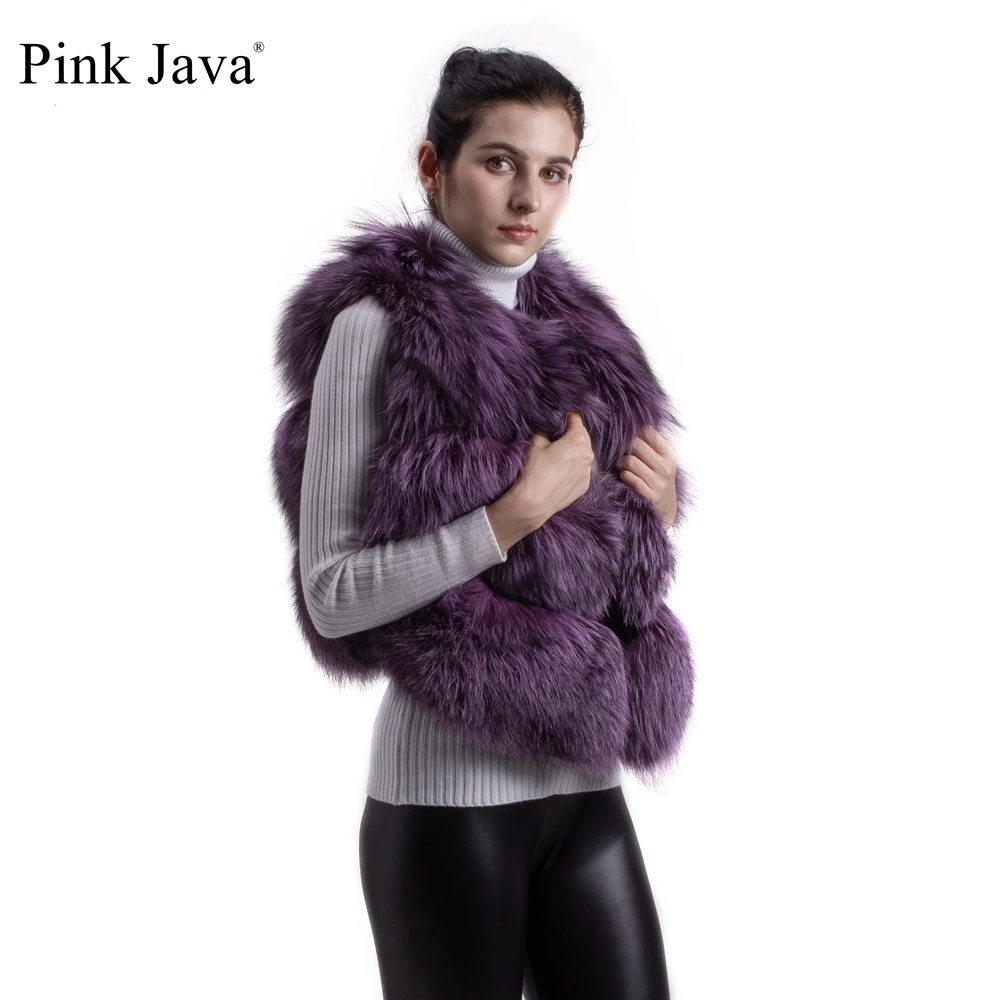 

pink java QC8001 new arrival natural real fox fur vests jackets for winter women comes in 12 colors FREE SHIPPING