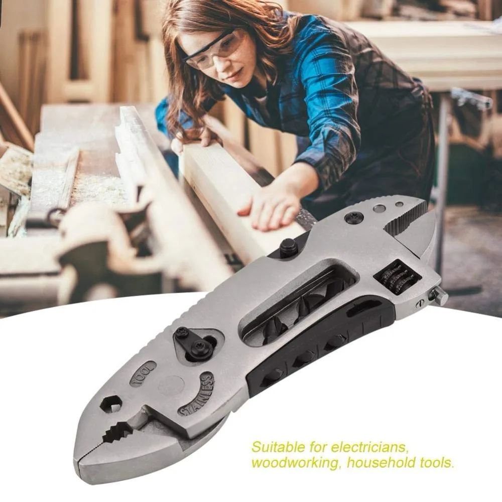 Outdoor Survive Camp Fold Multi Tool Knife Repair Adjust Screwdriver Wrench Jaw Plier multifunction spanner gear kit survival (13)