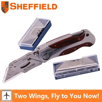 

Sheffield Folding Knife Heavy Duty Knife Stainless Steel Utility Knife Paper cutter tool blade Knife with Red Rosewood Handle