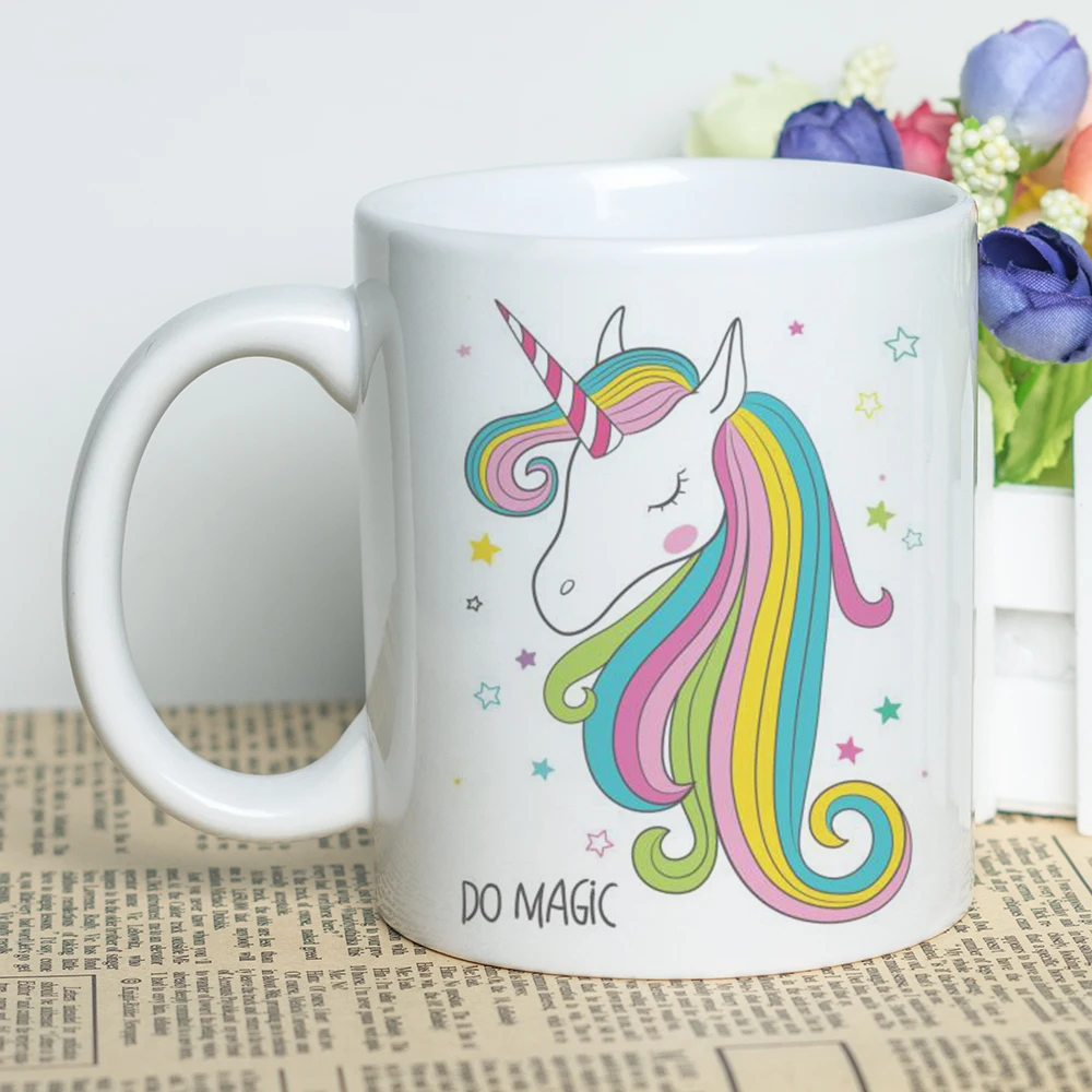 

11oz Ceramic Coffee Mug Name Customized Coffee Cup with Printing Unique Design Unicorn Artwork DIY Sublimation Mug Gift for Her