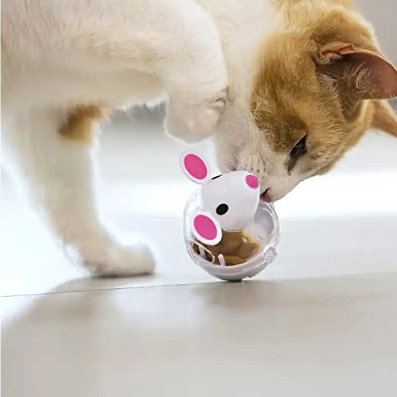 Cat Toys Pet Feeder Toy Cute Mice Shape Food Rolling Leakage