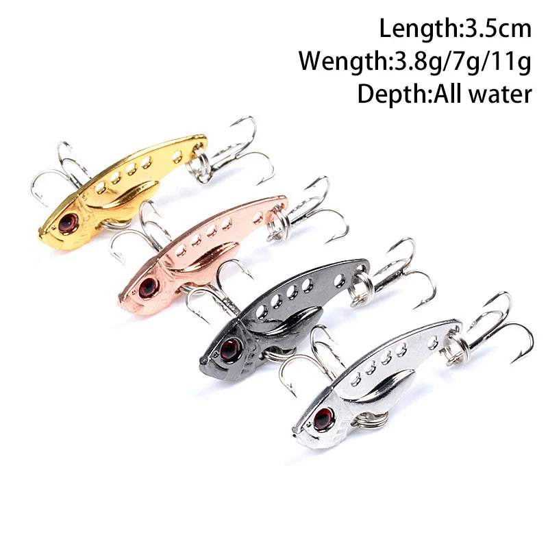 Free Shipping 3.5cm_3.8g/7g/11g Ice Fishing Lure Artificial VIB Hard Bait Bauble Chatterbait ALLWater Wobbler Popper YU020-1