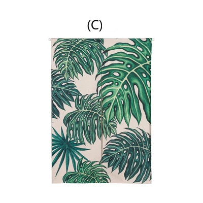 Новое белье Норен японский стиль двери шторы зеленый лист тропической пальмы Telopea monstera печатных гобелен 85x120 см/85x90 см - Цвет: C