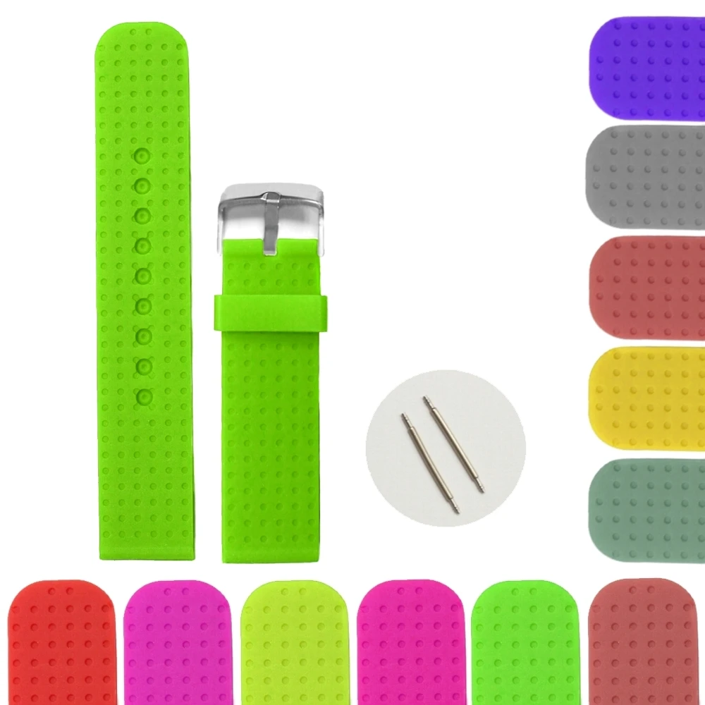 

20mm Spring Green Silicone Jelly Rubber Ladies Men Watch Band Straps WB1053O20JB