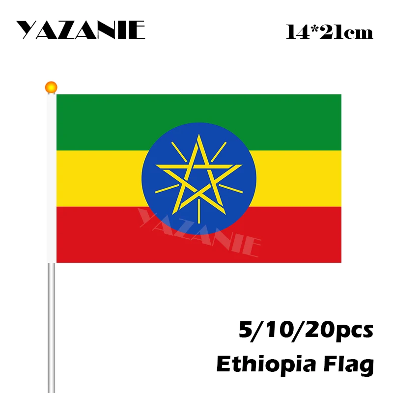 YAZANIE 14*21 см 5/10/20 шт. Эфиопский ручной развевающийся Национальный флаг #8
