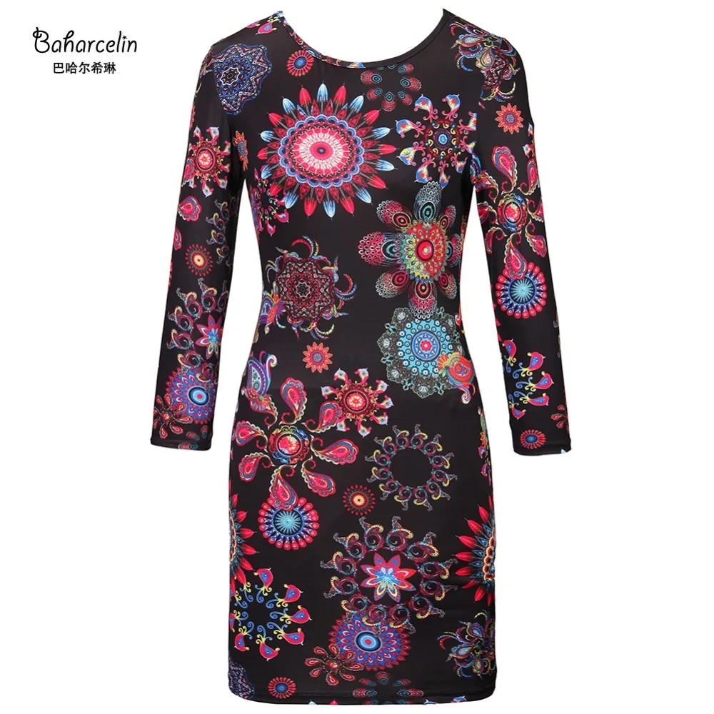 Black abstract face print mesh high neck bodycon dress Knee length bodycon dresses with long sleeves