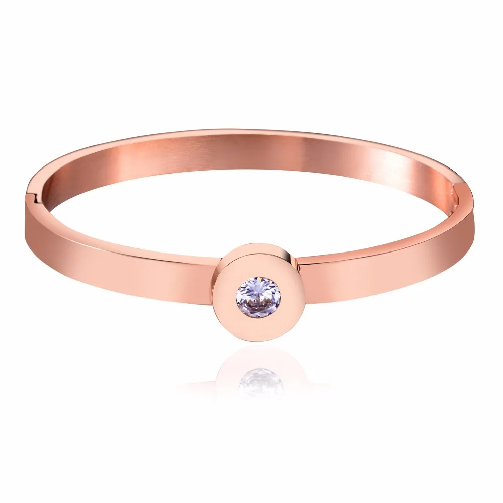 

Women Luxury Jewelry Stainless Steel Silver/Gold/Rose Gold Colors Cubic Zircon Bracelets Bangles Female
