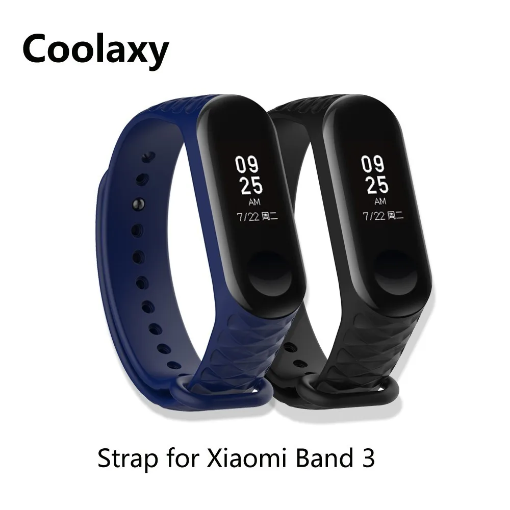 Coolaxy браслет для Xiaomi mi Band 3 ремешок для спортивных часов Силиконовый браслет для Xiaomi mi Band 3 аксессуары браслет mi band 3 ремешок - Цвет: Blue Black