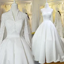 Elegant Detachable Small Shawl Strapless Wedding Dress Court Train A-line Stain Vestido De Novia NM 913