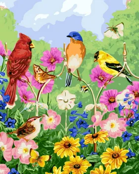

Frameless painting by numbers paint by numbers for home decor PBN for living room 4050 bird on the flower