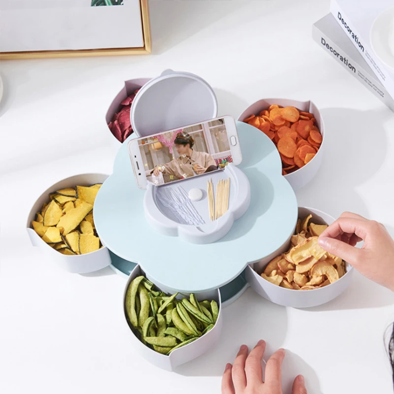 Snack case Storage Box Home Multi-function Rotary switch Organizer Container Creative Flower-shaped Wedding Candy | Дом и сад