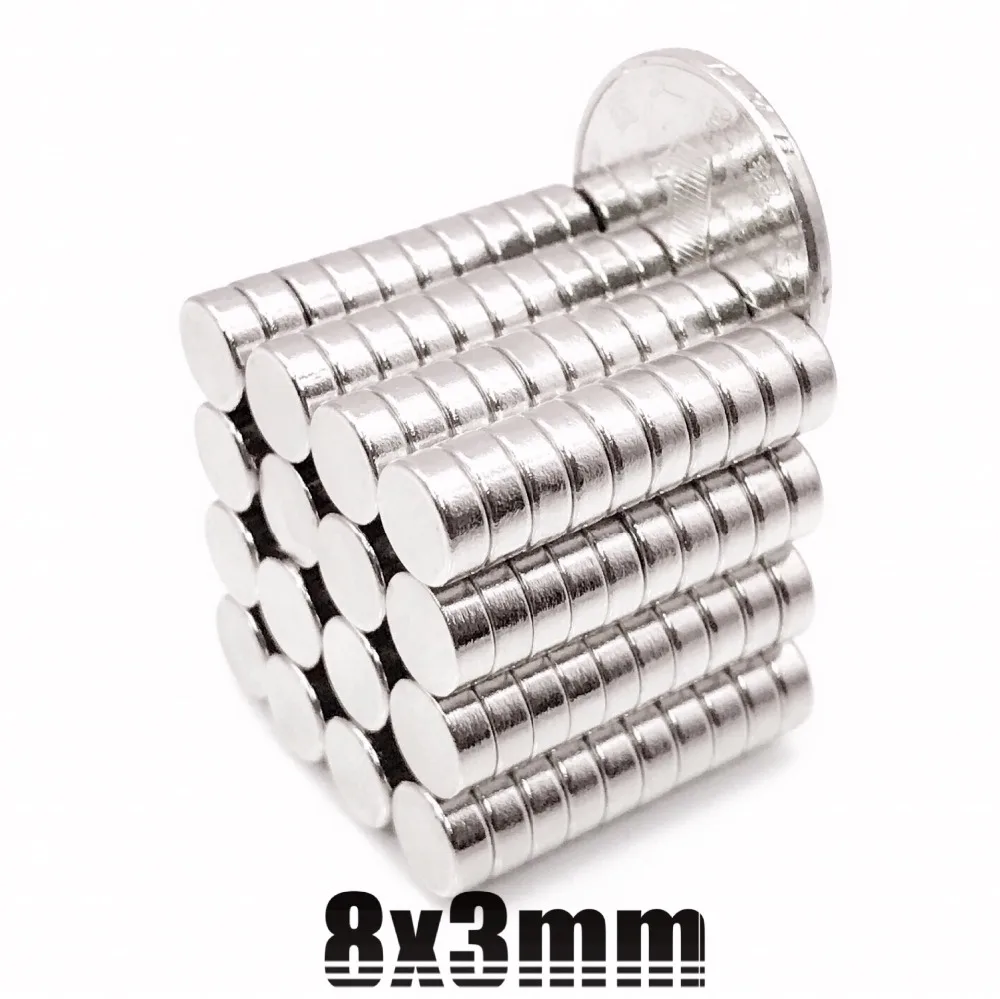 

20/50/100pcs 8mm x 3mm 8x3 Strong Round Magnet 8x3 Disc 8*3 Rare Earth Neodymium NEW Art Craft Connection