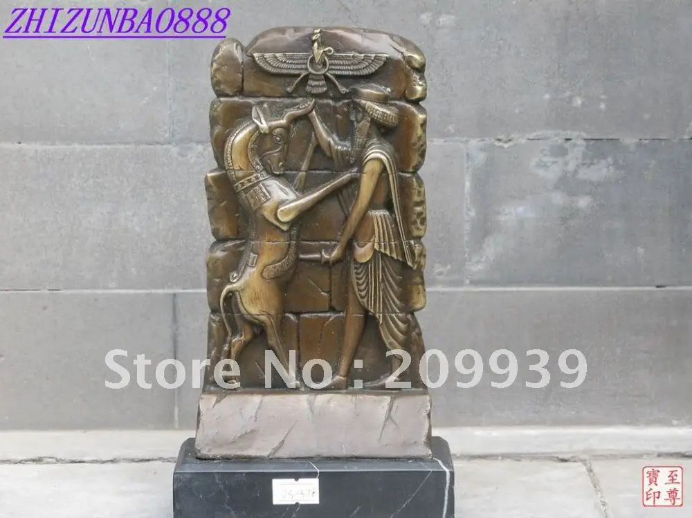 

Western Egypt myth Bronze & Marble ART King Tutt Kill the bulls blame god statue
